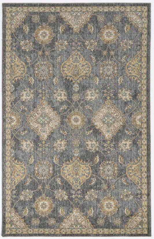 Ria 6822 Slate Grey Sofia Machine Woven Performance Area Rug - Kas