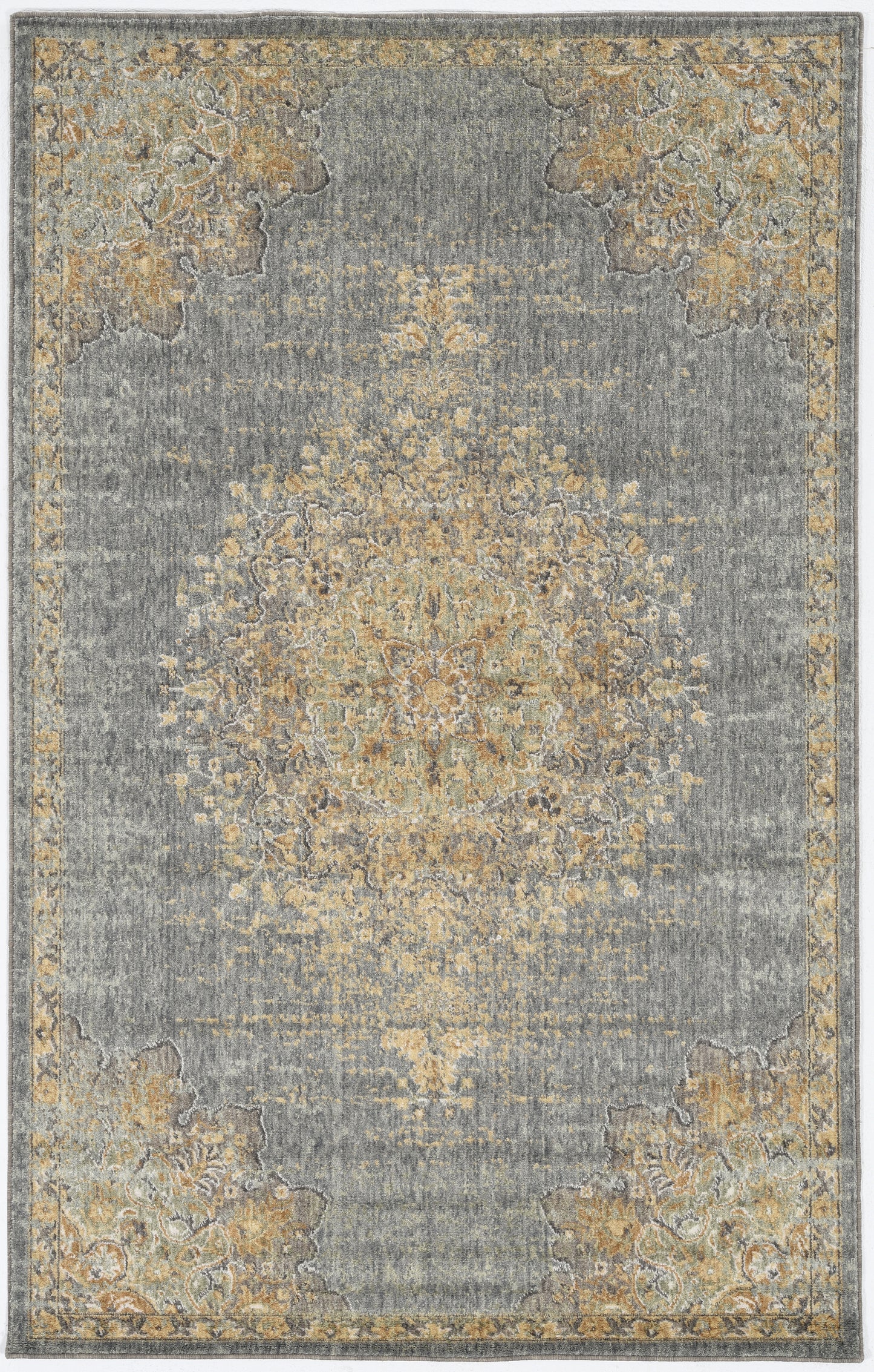 Ria 6825 Slate Grey Elegance Machine Woven Performance Area Rug - Kas