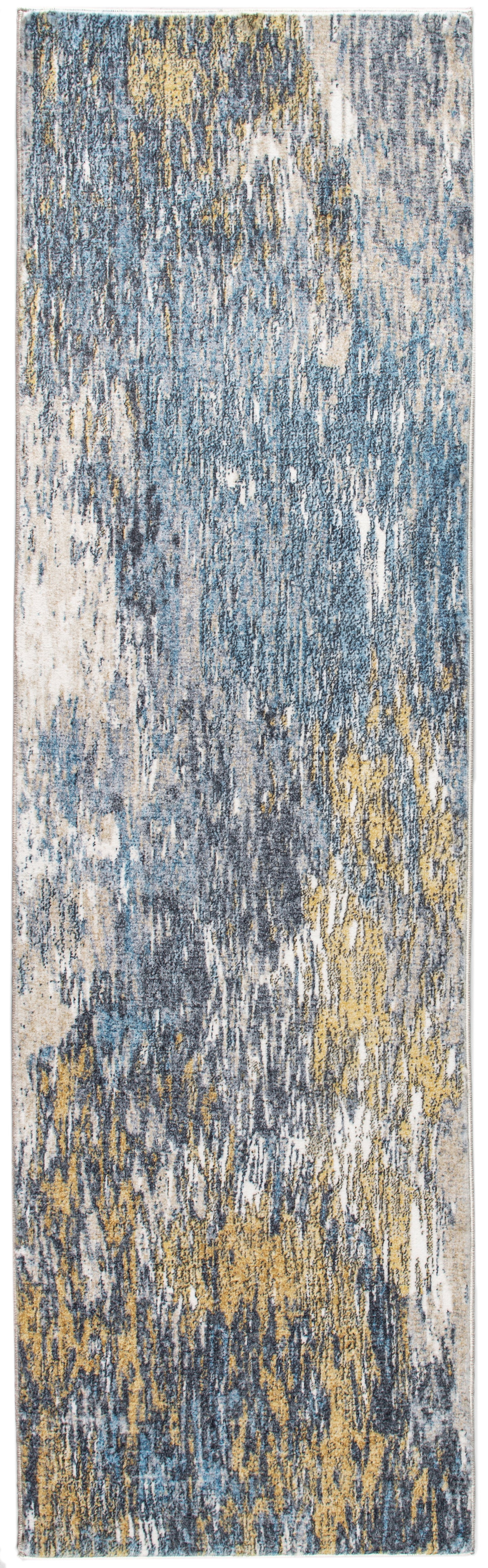 Roxy 2802 Blue/Gold Mirage Machine Woven Performance Area Rug - Kas