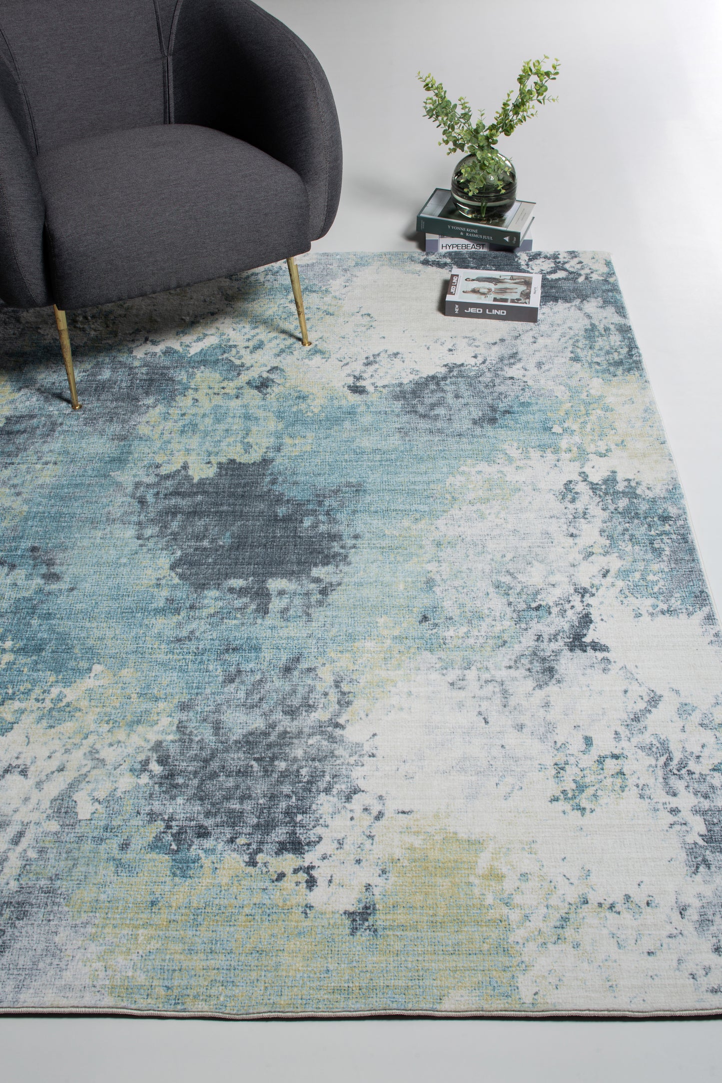 Roxy 2806 Blue/Yellow Nebula Machine Woven Performance Area Rug - Kas