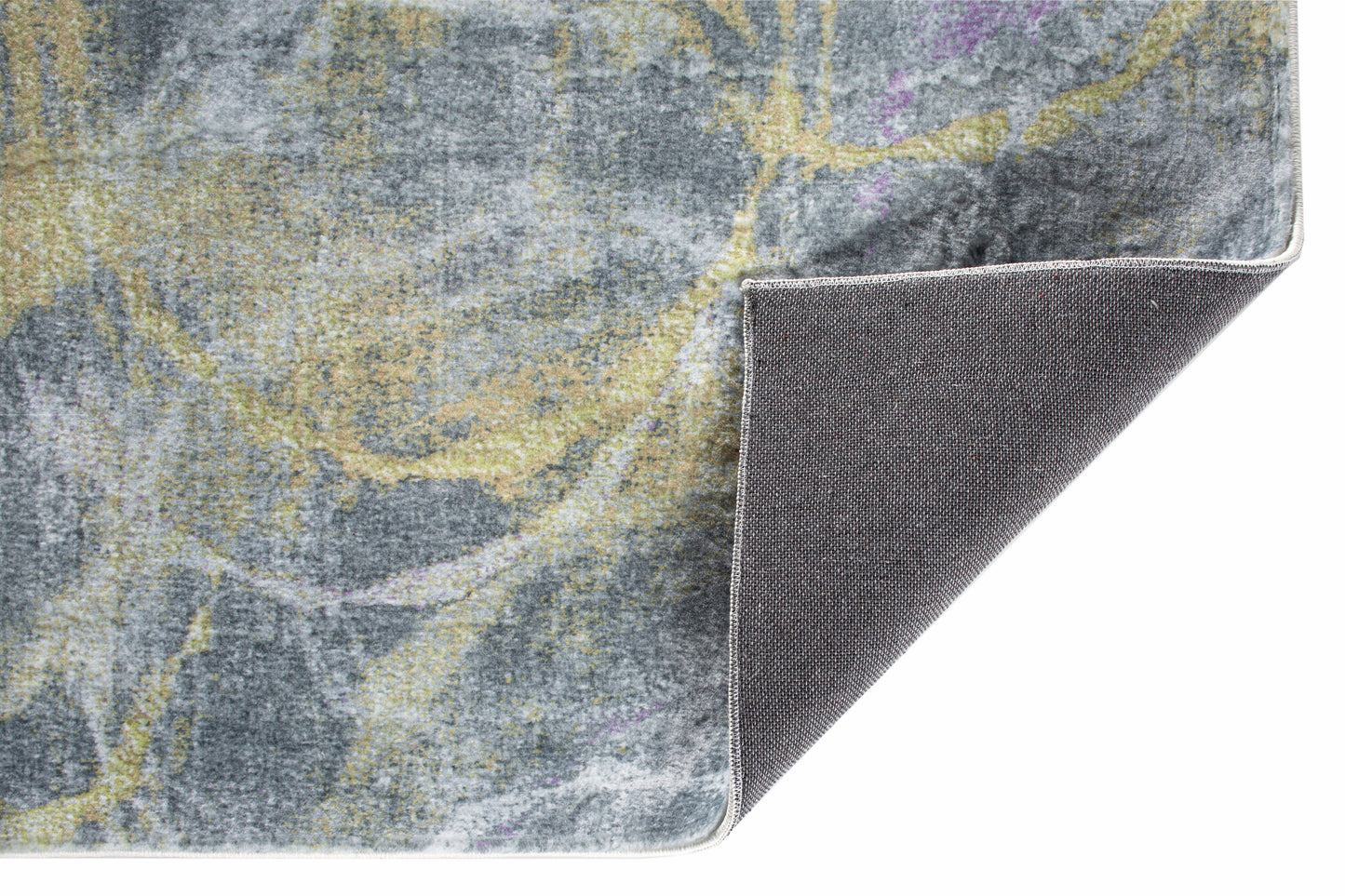 Roxy 2808 Grey/Gold Visions Machine Woven Performance Area Rug - Kas