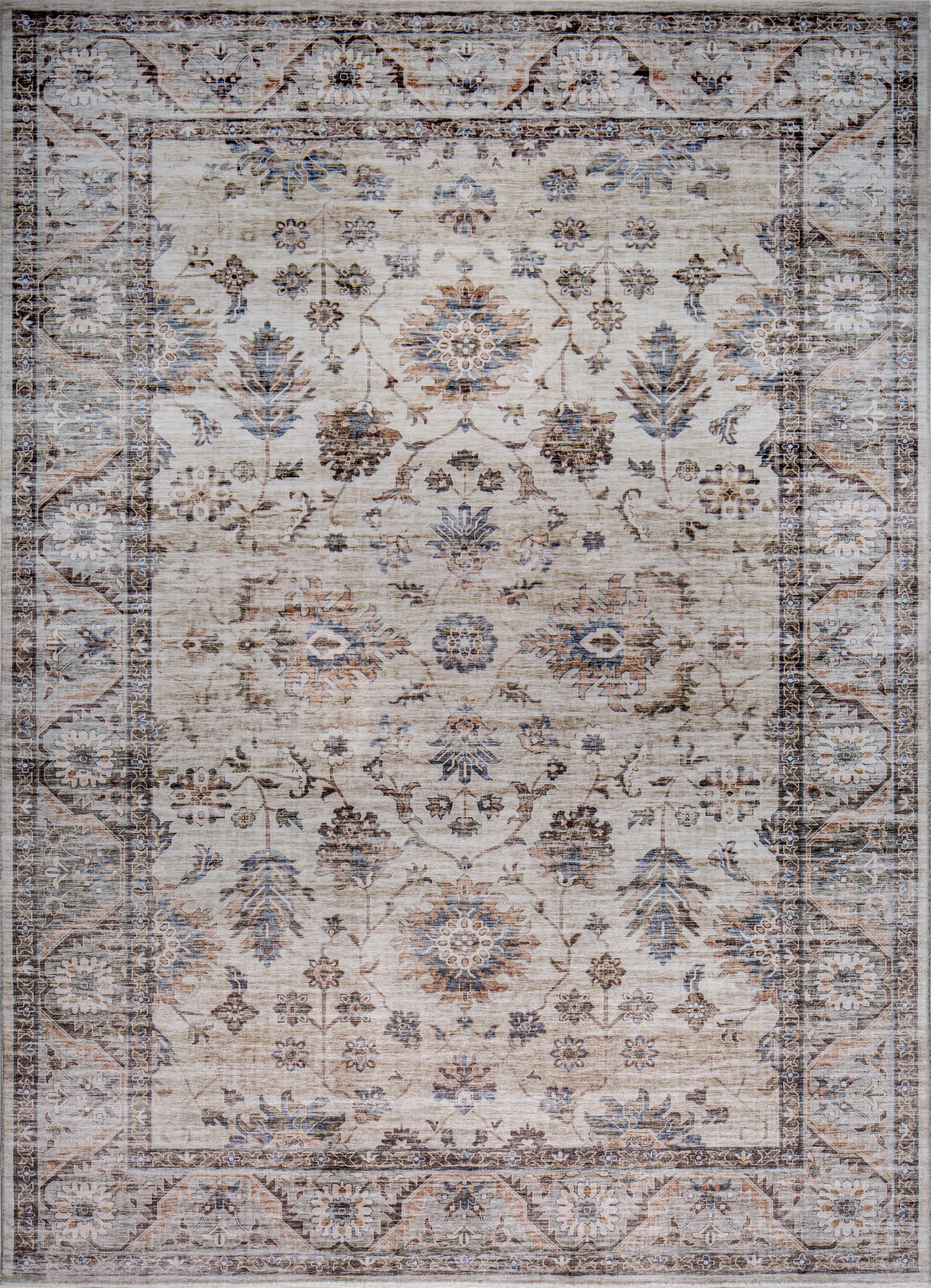 Roxy 2819 Beige Kashan Machine Woven Performance Area Rug - Kas