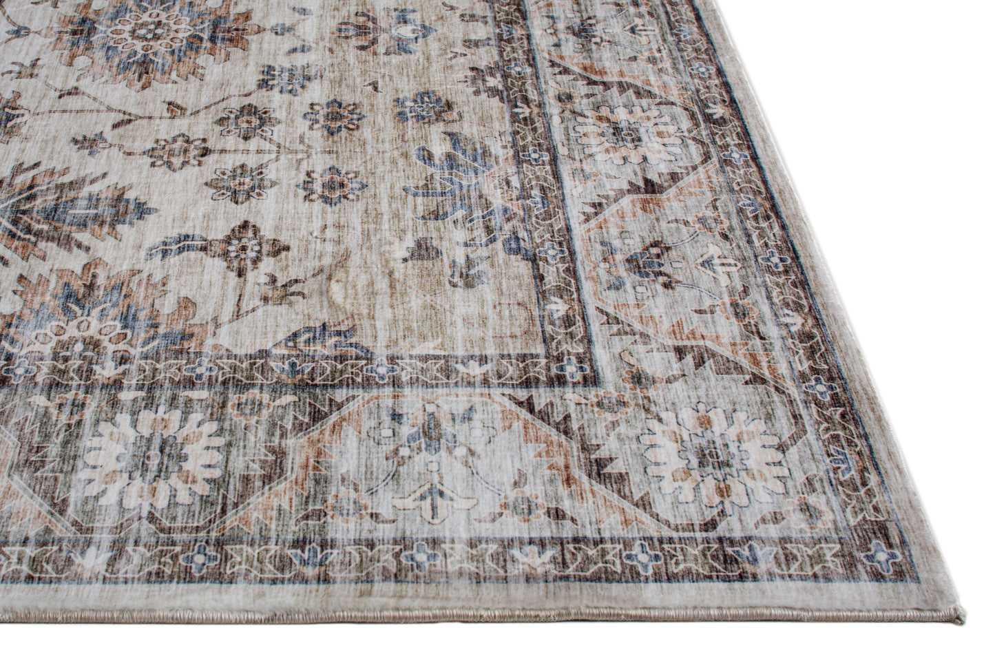 Roxy 2819 Beige Kashan Machine Woven Performance Area Rug - Kas