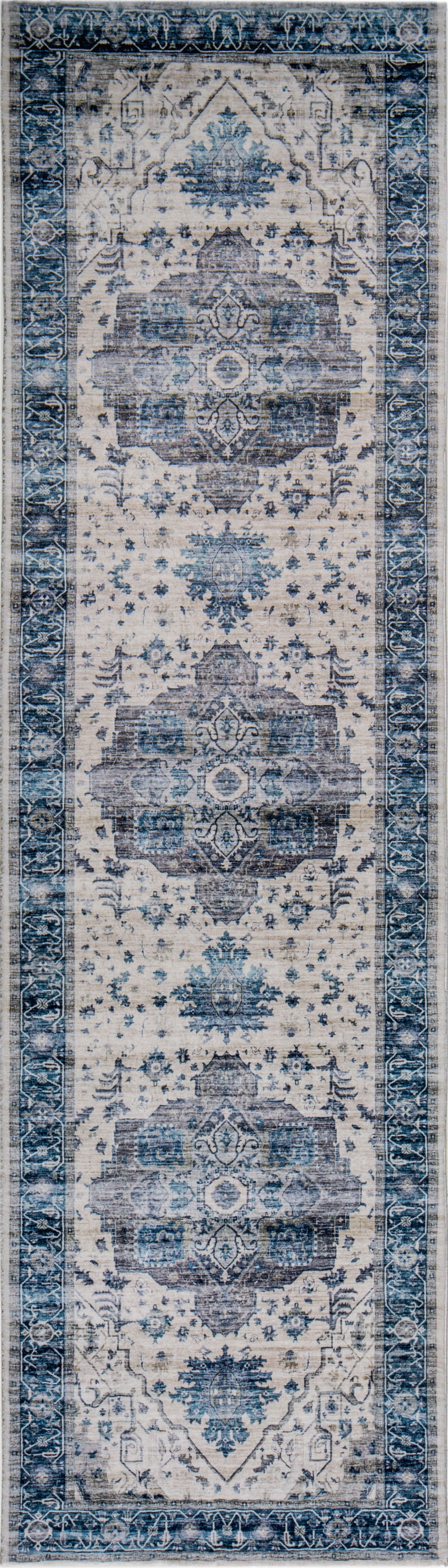 Roxy 2821 Ivory Blue Tabriz Machine Woven Performance Area Rug - Kas