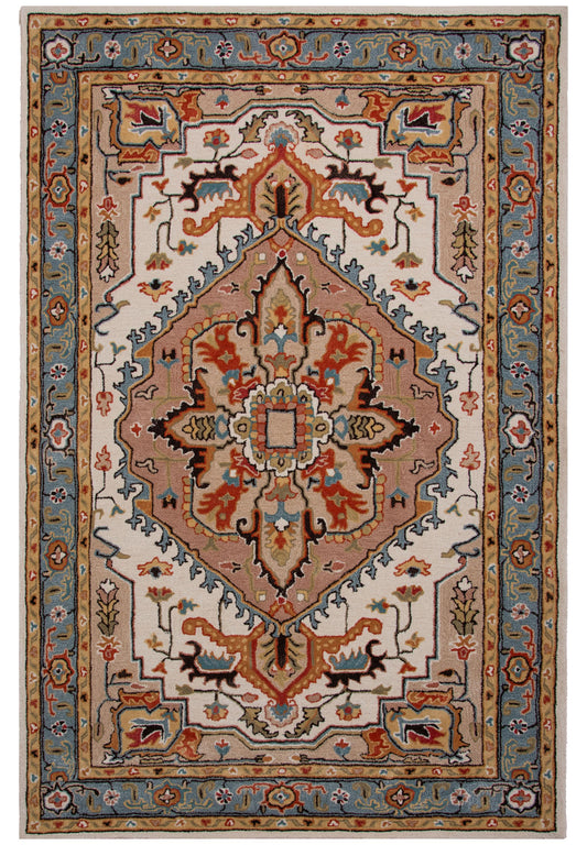 Sapphire SAH450 Beige/Blue Hand Tufted Rug - Rizzy