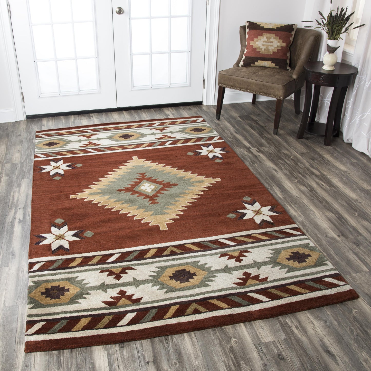 Southwest SU1822 Navajo Red Hand Tufted Rug - Rizzy