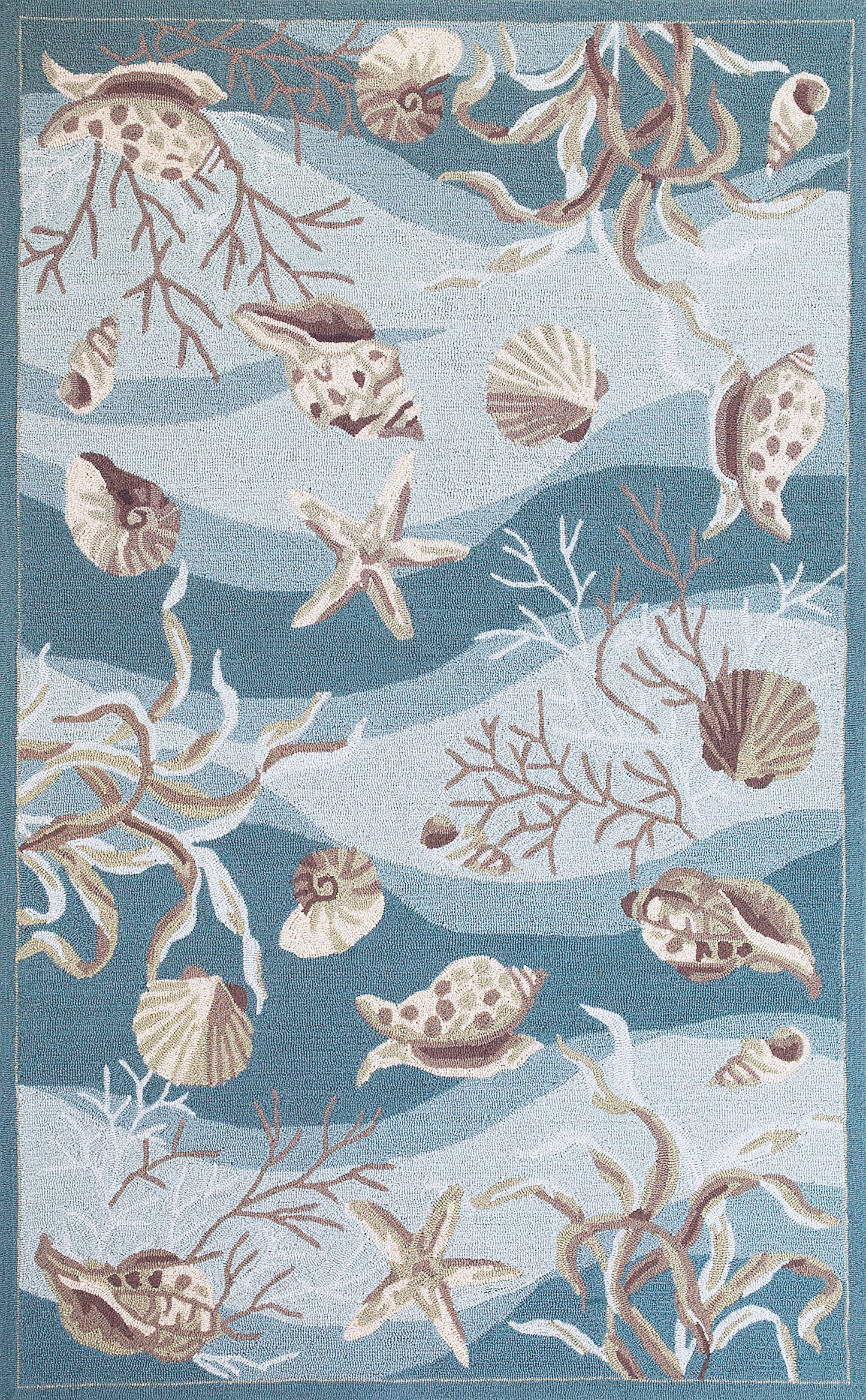 Sonesta 2003 Seafoam Shells Hand Hooked Area Rug - Kas