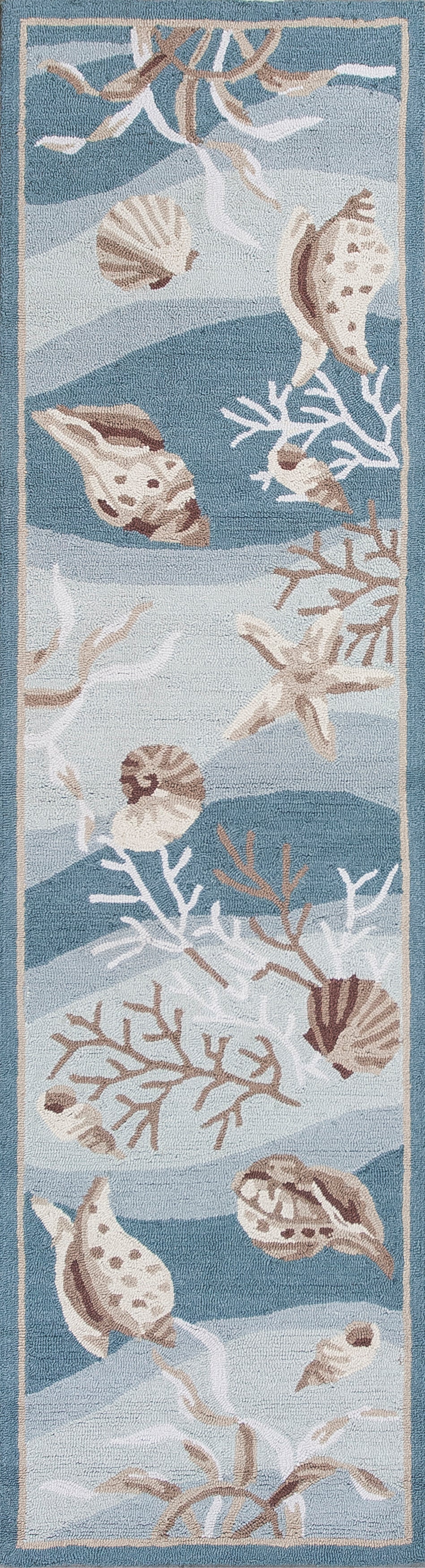 Sonesta 2003 Seafoam Shells Hand Hooked Area Rug - Kas