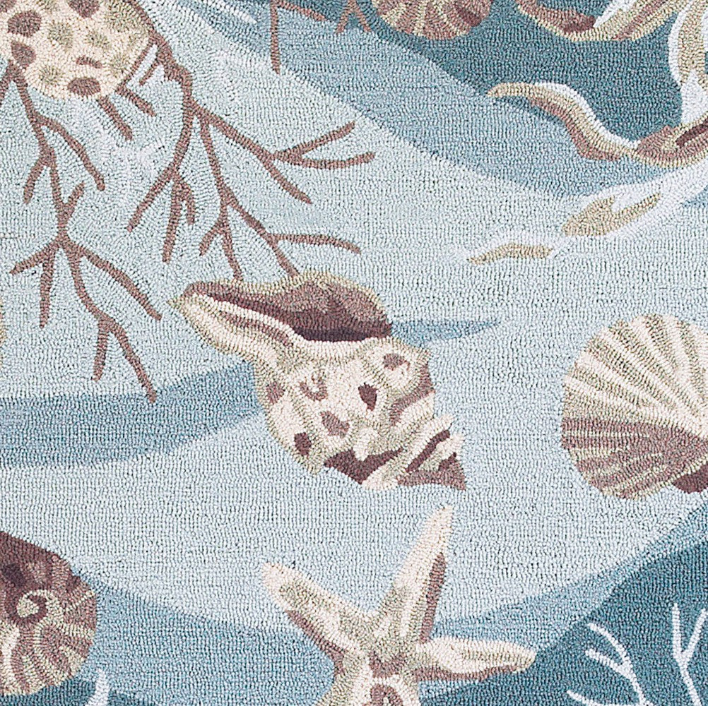 Sonesta 2003 Seafoam Shells Hand Hooked Area Rug - Kas