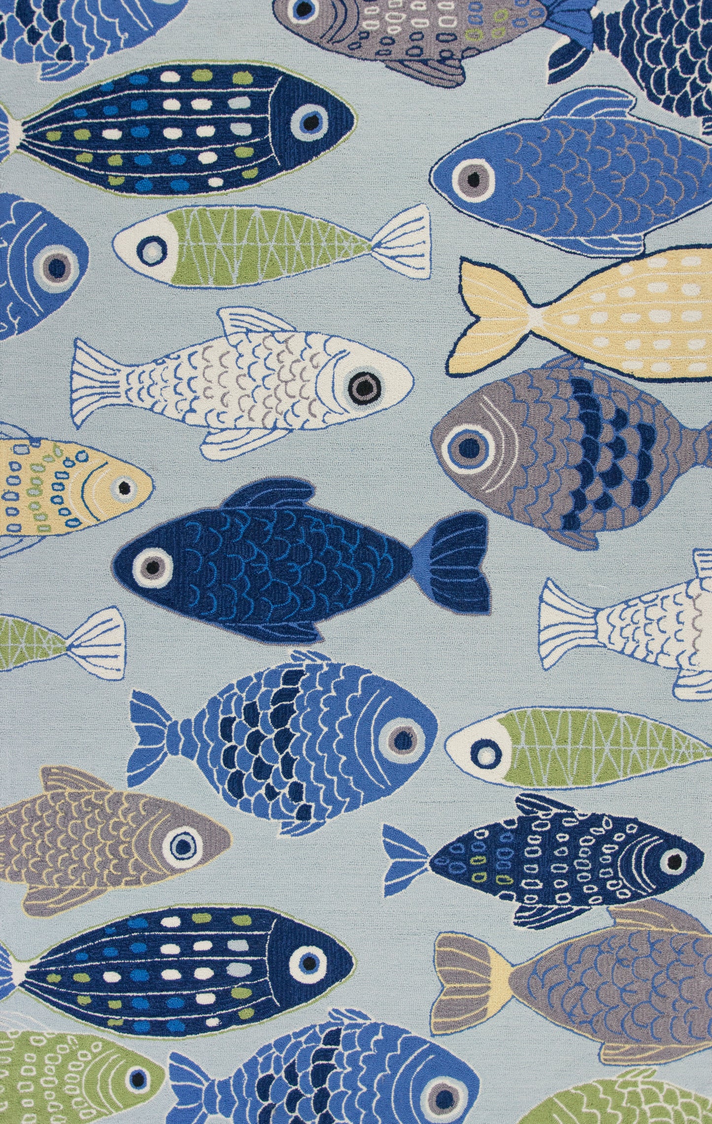 Sonesta 2010 Lt Blue Sea Of Fish Hand Hooked Area Rug - Kas