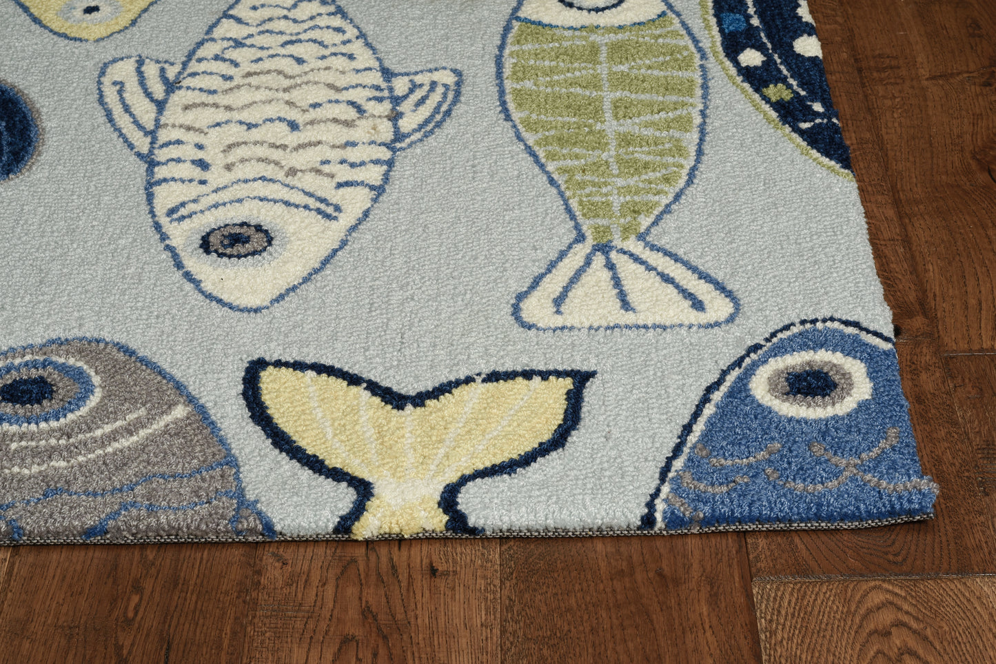 Sonesta 2010 Lt Blue Sea Of Fish Hand Hooked Area Rug - Kas