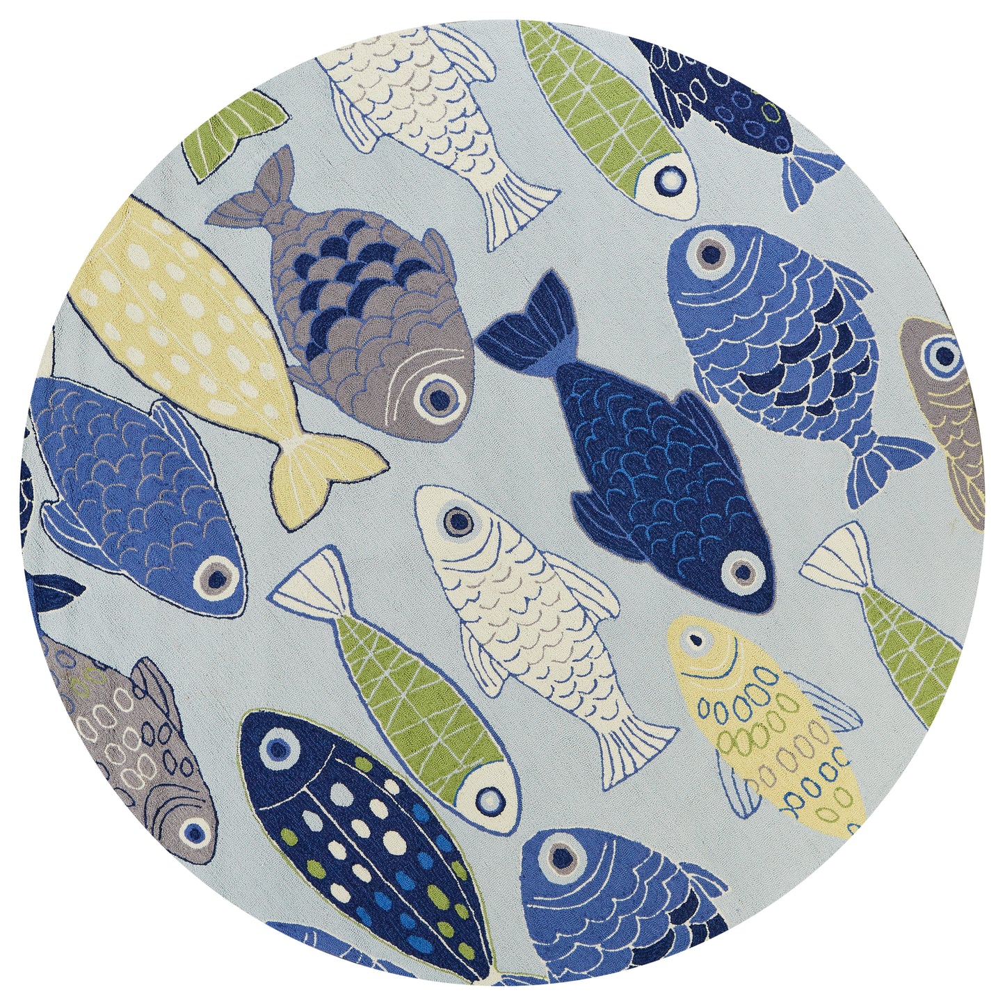 Sonesta 2010 Lt Blue Sea Of Fish Hand Hooked Area Rug - Kas