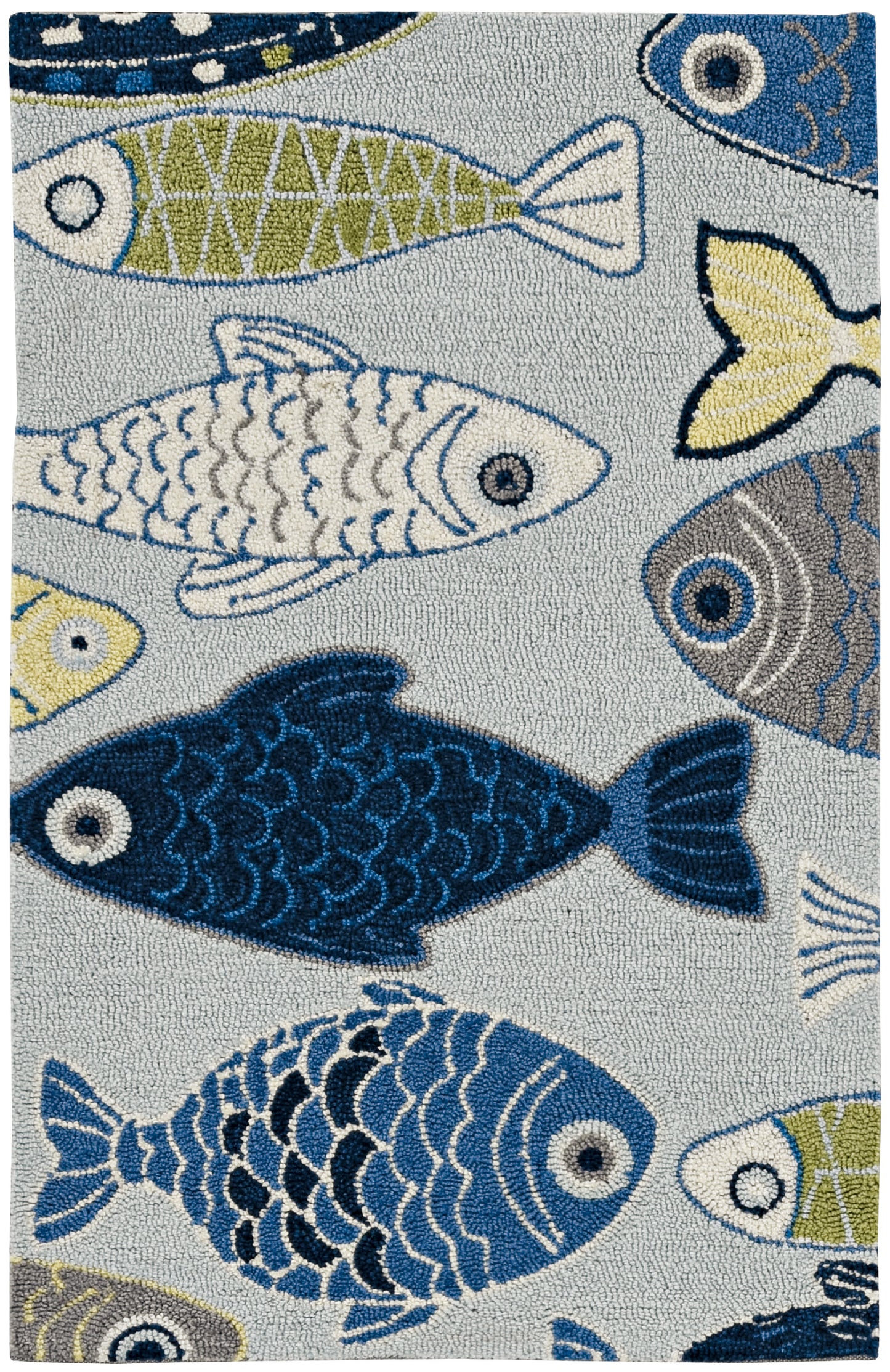 Sonesta 2010 Lt Blue Sea Of Fish Hand Hooked Area Rug - Kas