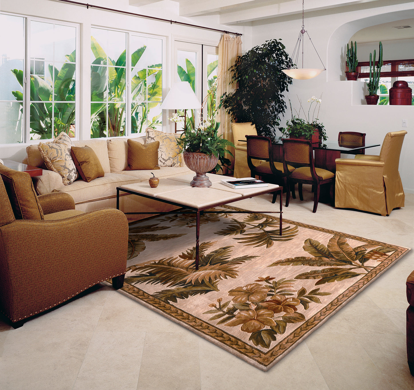 Sparta 3133 Ivory Tropical Oasis Hand Tufted Area Rug - Kas