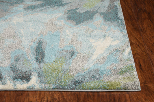 Stella 6264 Teal Splash Machine Woven Performance Area Rug - Kas