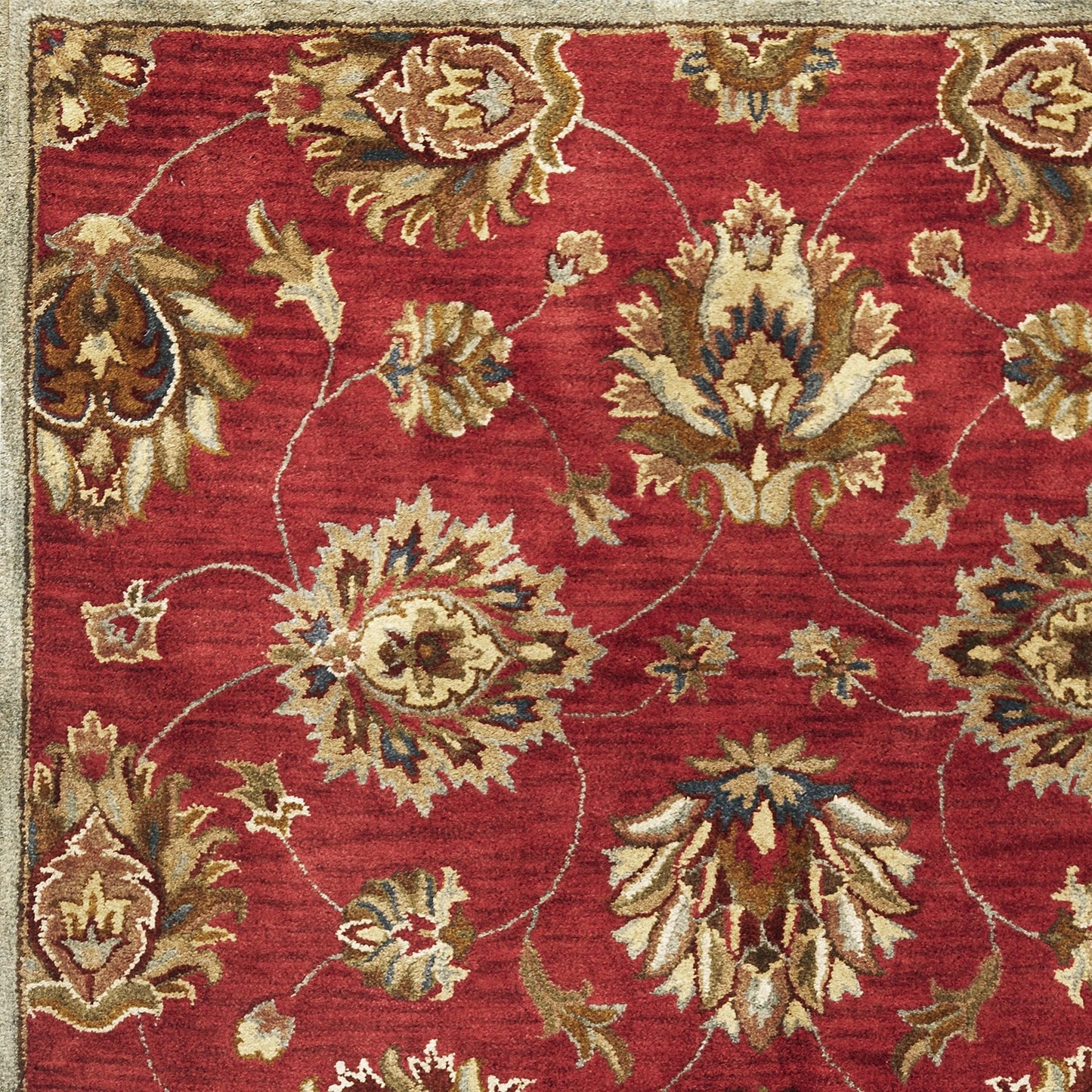 Syriana 6003 Red Allover Kashan Hand Tufted Area Rug - Kas