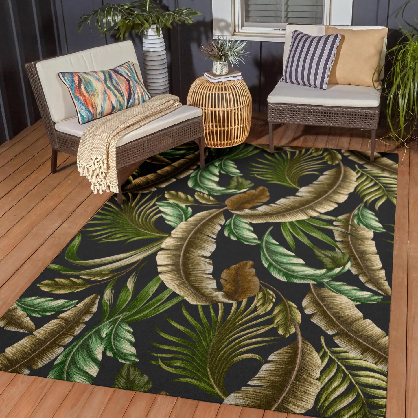 Indoor/Outdoor Tropics TC1 Black Washable