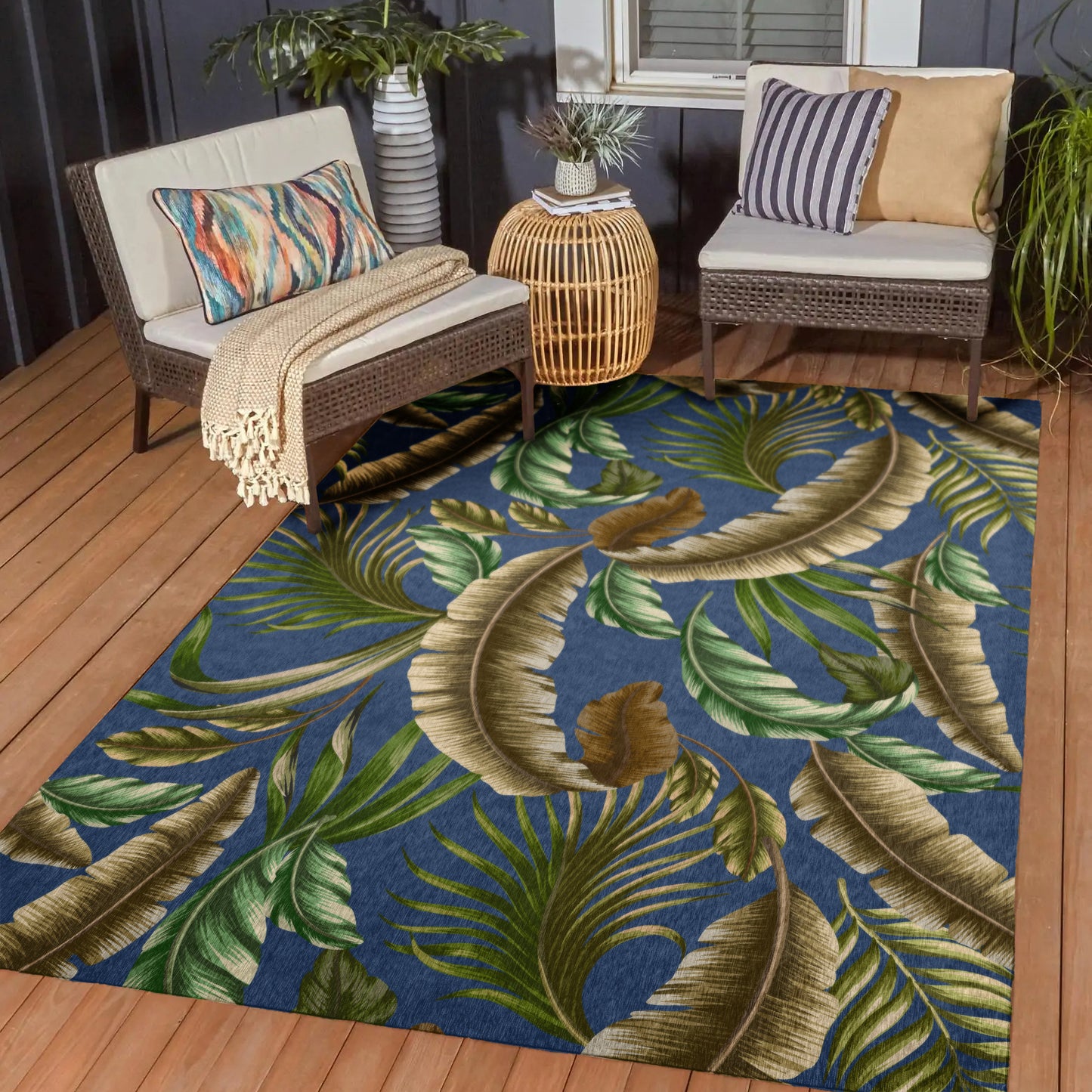 Indoor/Outdoor Tropics TC1 Indigo Washable