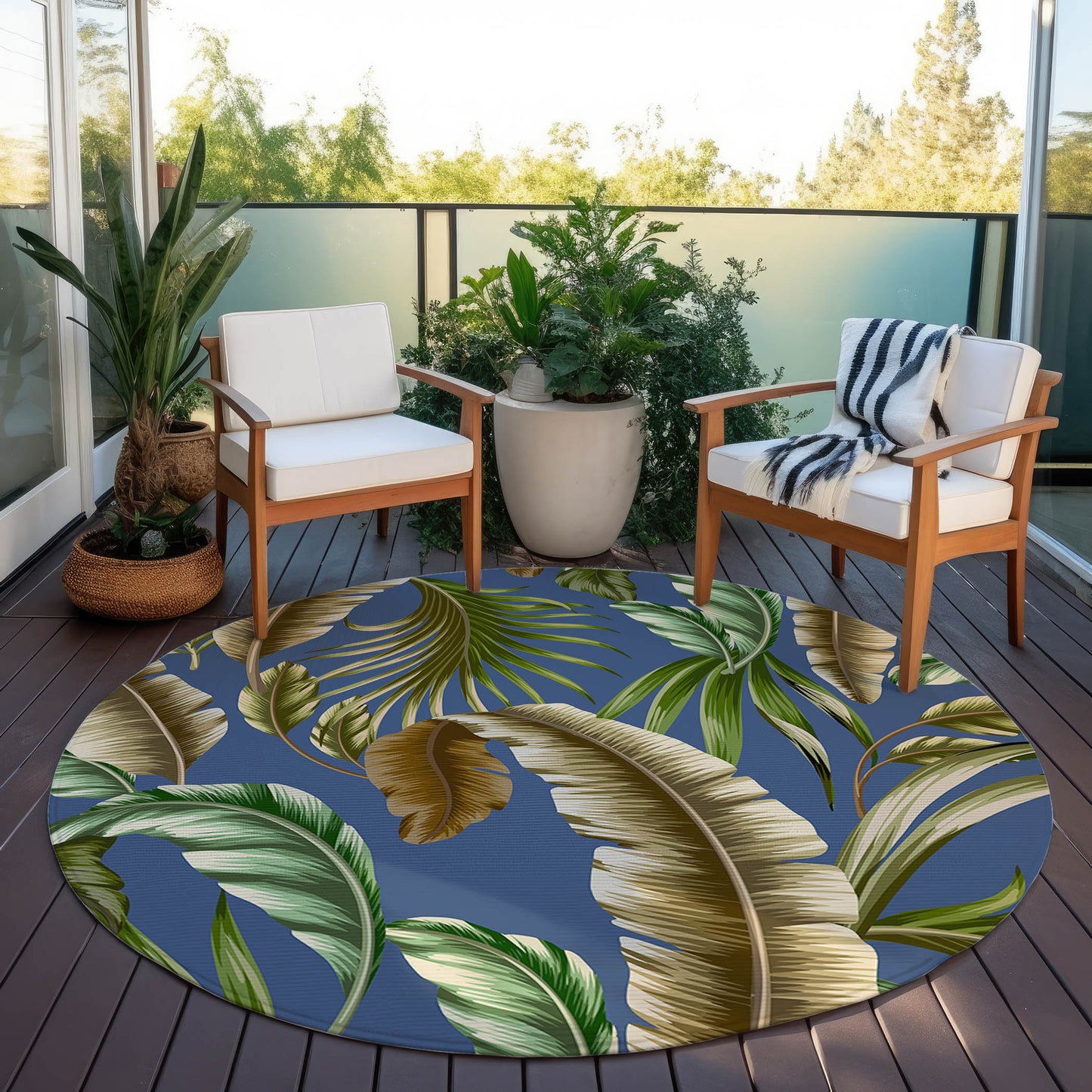 Indoor/Outdoor Tropics TC1 Indigo Washable