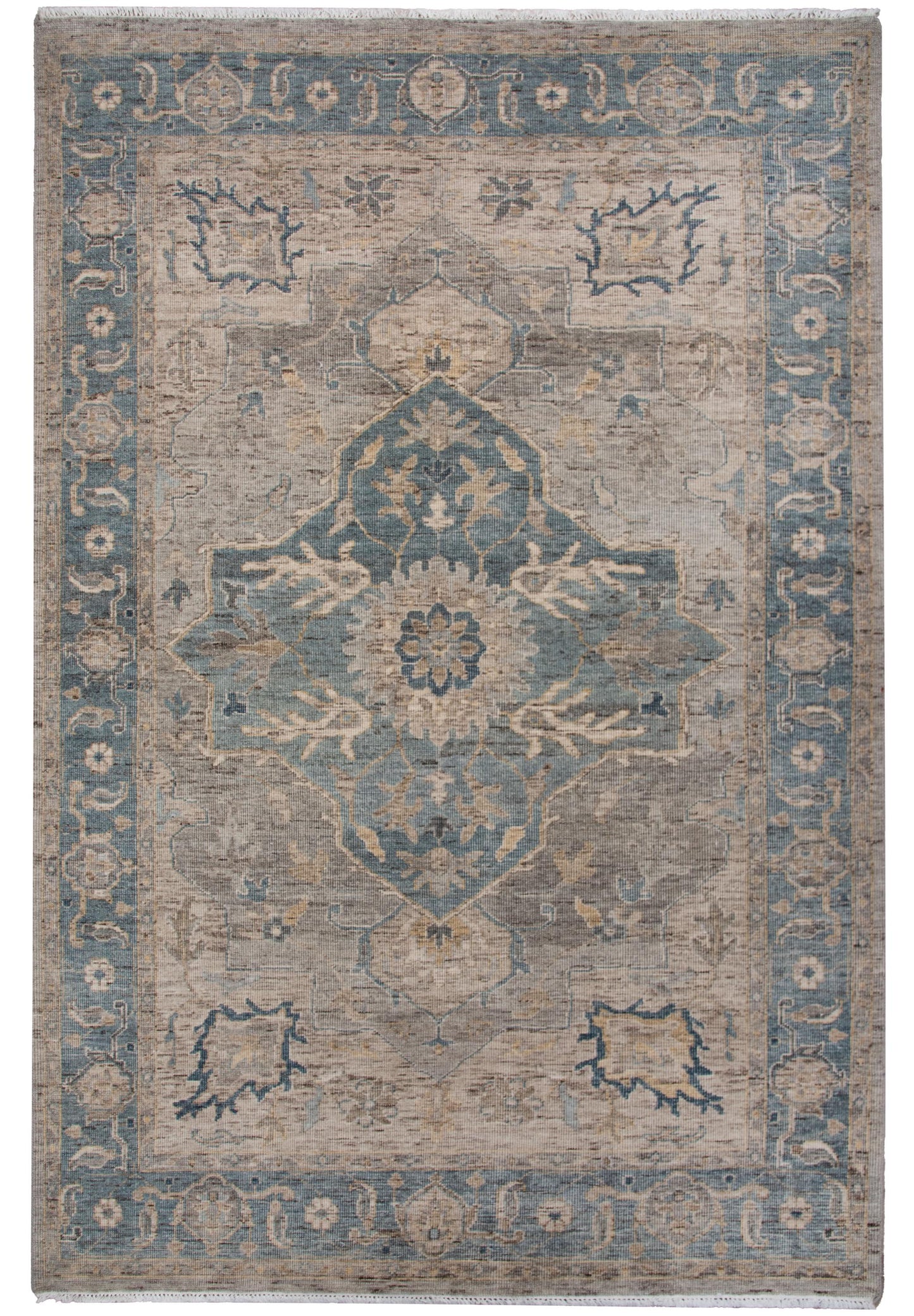 Tuscany TUS717 Beige/Blue Hand Knotted  Rug - Rizzy