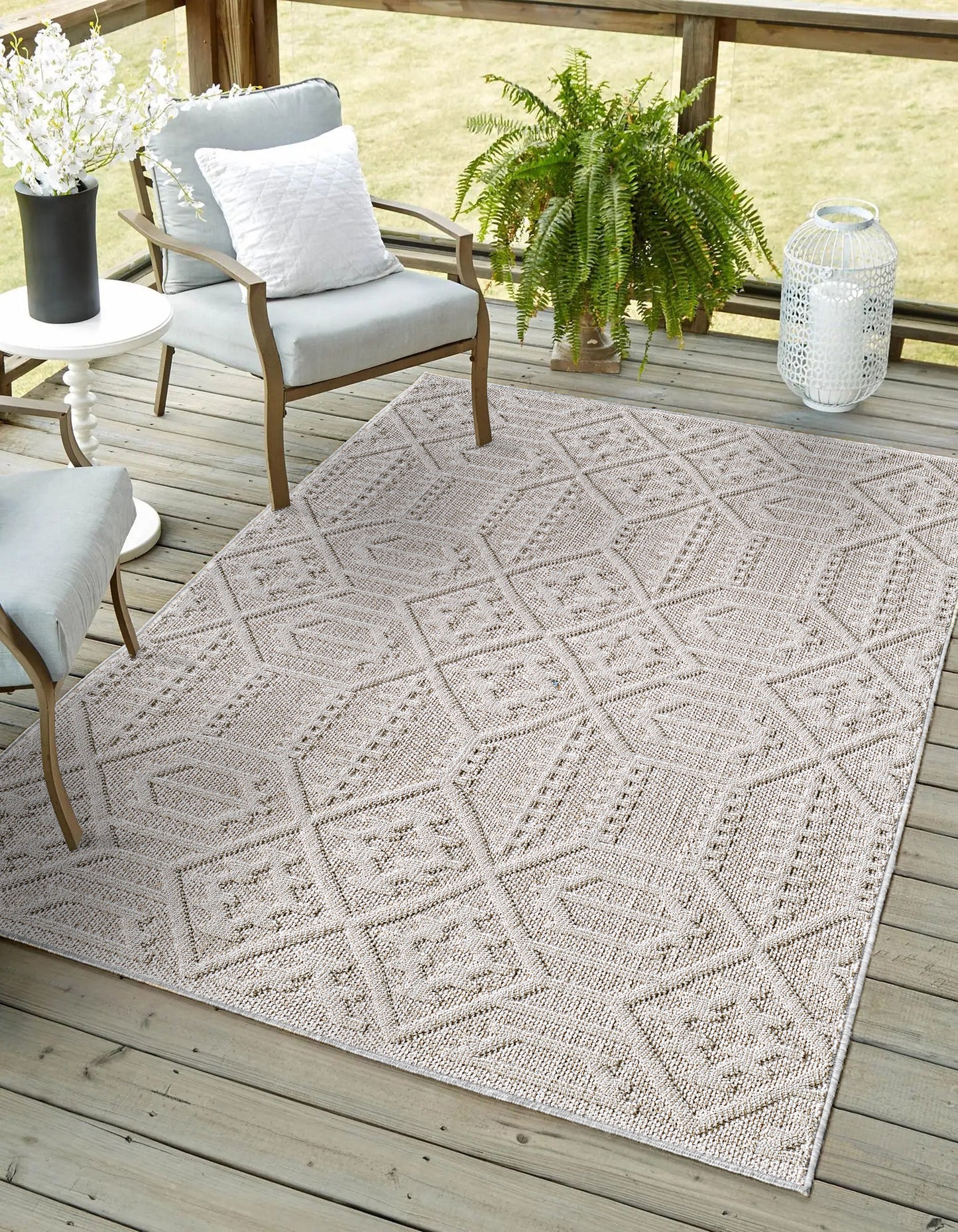 Terra 6772 Taupe Antonia Machine Woven Performance Area Rug - Kas