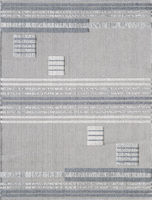 Terra 6773 Ivory Denim Fade Machine Woven Performance Area Rug - Kas