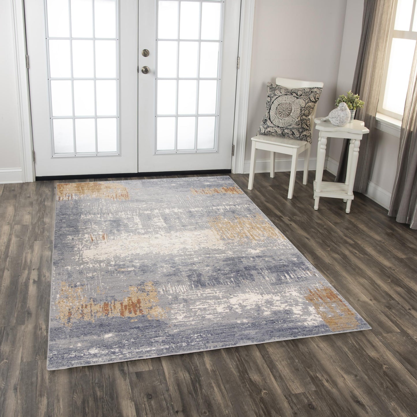 Ventura VRA747 Blue Power Loomed Rug - Rizzy