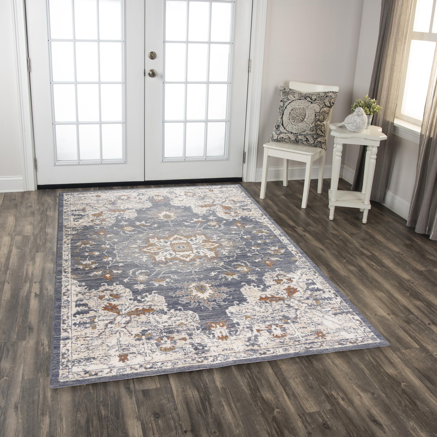 Ventura VRA750 Blue Power Loomed Rug - Rizzy