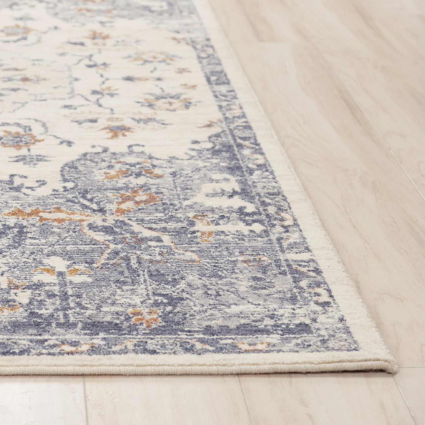 Ventura VRA751 Ivory/Blue Power Loomed Rug - Rizzy