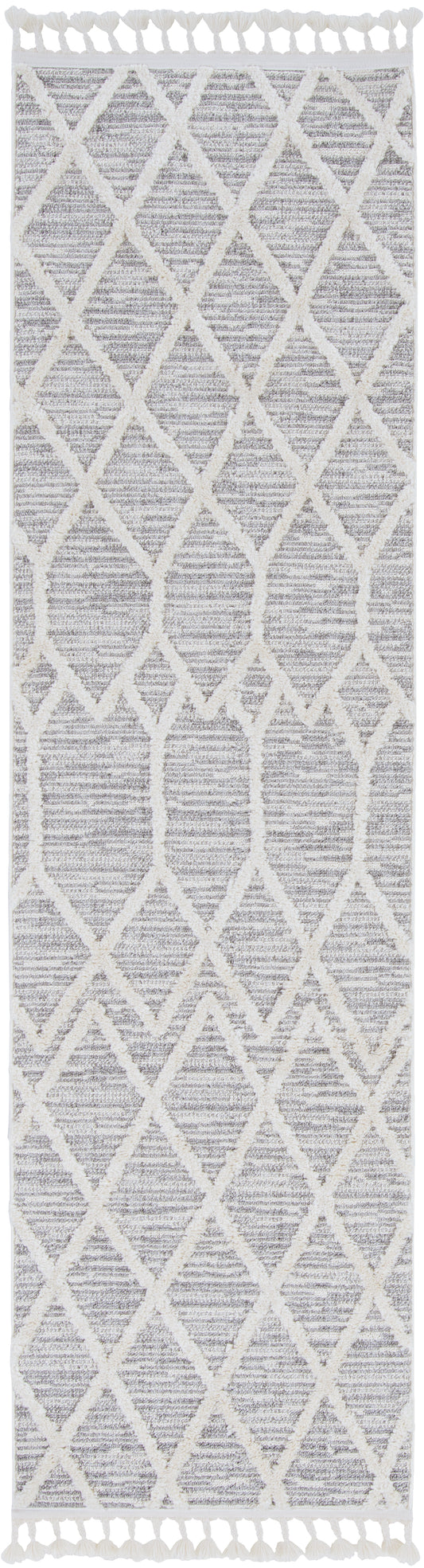 Willow 1102 Ivory Grey Honeycomb Machine Woven Performance Area Rug - Kas