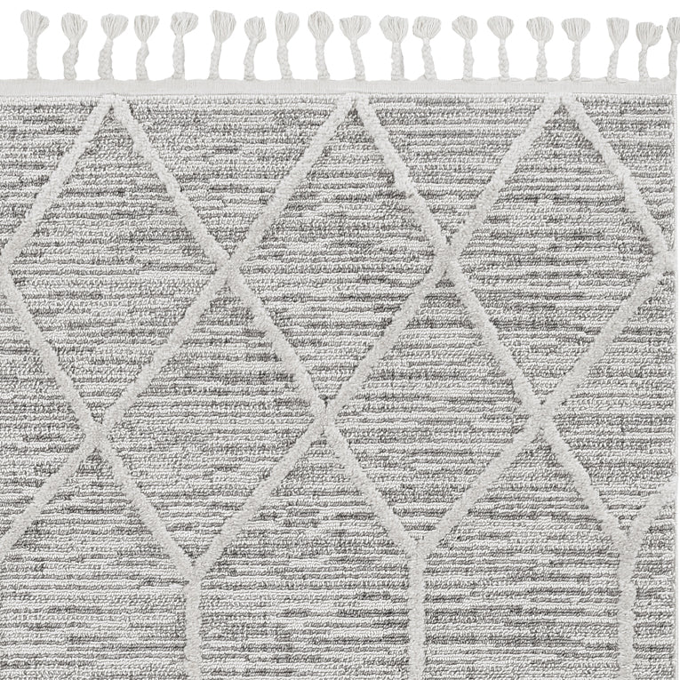 Willow 1102 Ivory Grey Honeycomb Machine Woven Performance Area Rug - Kas