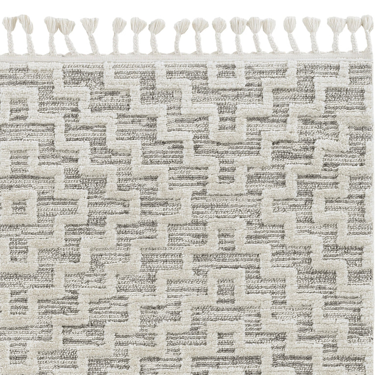 Willow 1104 Ivory Grey Geo Machine Woven Performance Area Rug - Kas