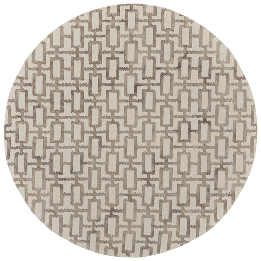 Lorrain Modern/Bohemian & Eclectic/Casual Ivory/Taupe Round Rug  Feizy Rugs LTL,Feizy Rugs,Lorrain,Ivory/Taupe,10' x 10' Round,Round Rug,Wool,Modern/Bohemian & Eclectic/Casual,India