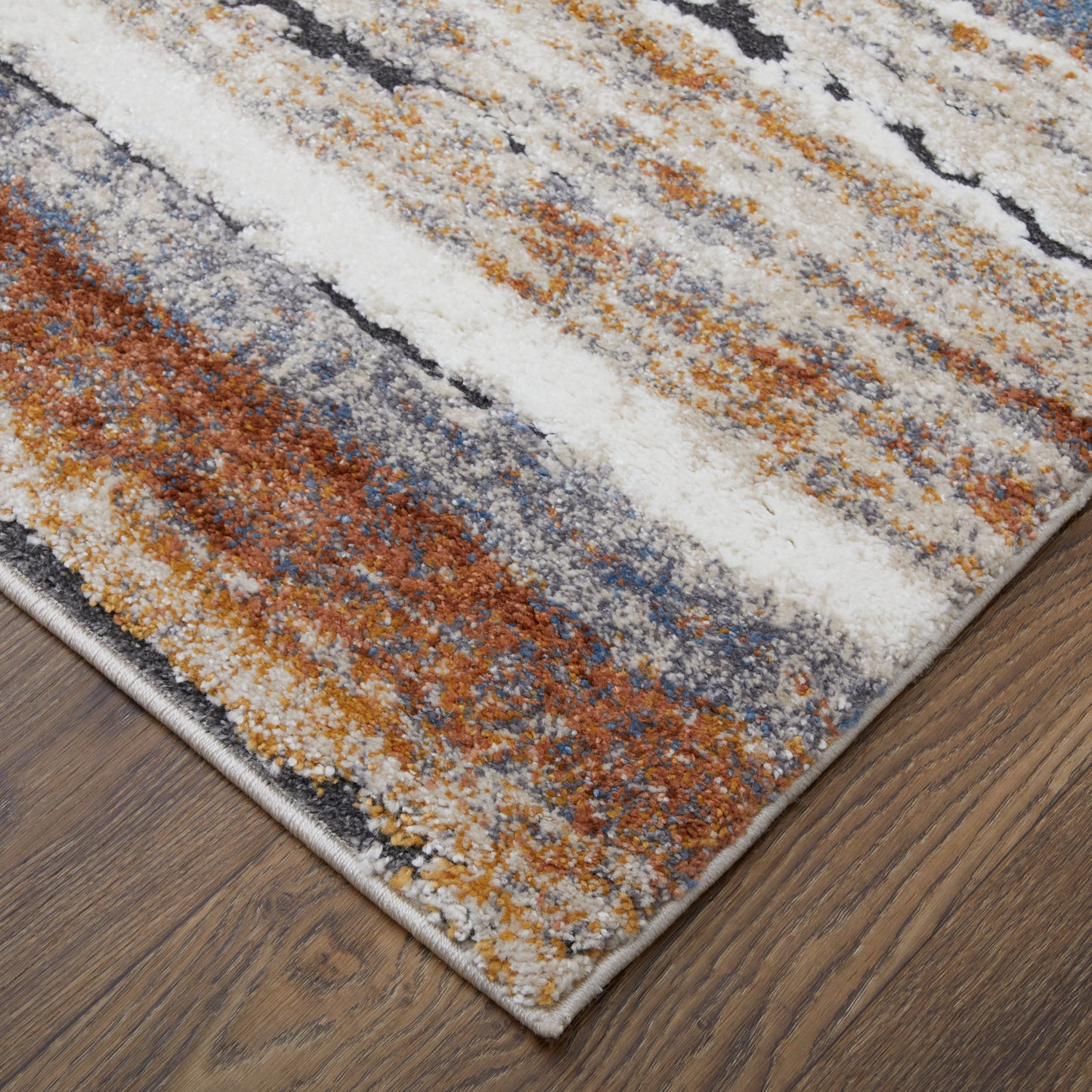 Gilmore Modern/Global Ivory/Orange/Gray Accent Rug  Feizy Rugs Small Parcel,Feizy Rugs,Gilmore,Ivory/Orange/Gray,2' x 3',Accent Rug,Polypropylene,Modern/Global,Turkey