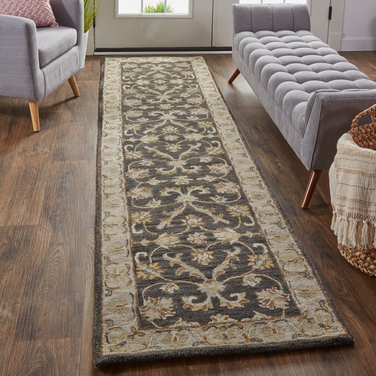 Eaton Traditional/Classic/Persian Blue/Gray/Taupe Runner  Feizy Rugs Small Parcel,Feizy Rugs,Eaton,Blue/Gray/Taupe,2'6" x 10',Runner,Wool,Traditional/Classic/Persian,India