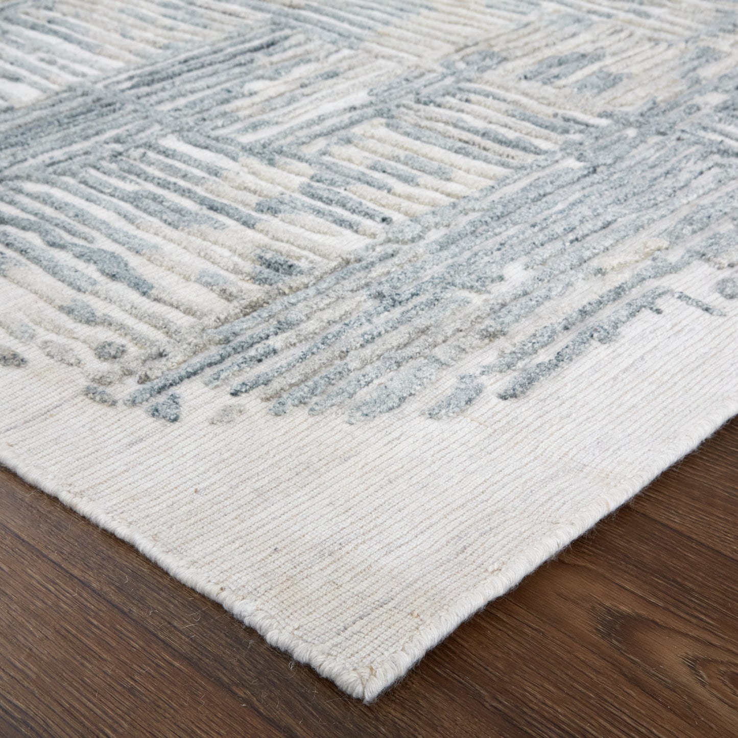 Elias Modern/Casual Green/Blue/Ivory Accent Rug