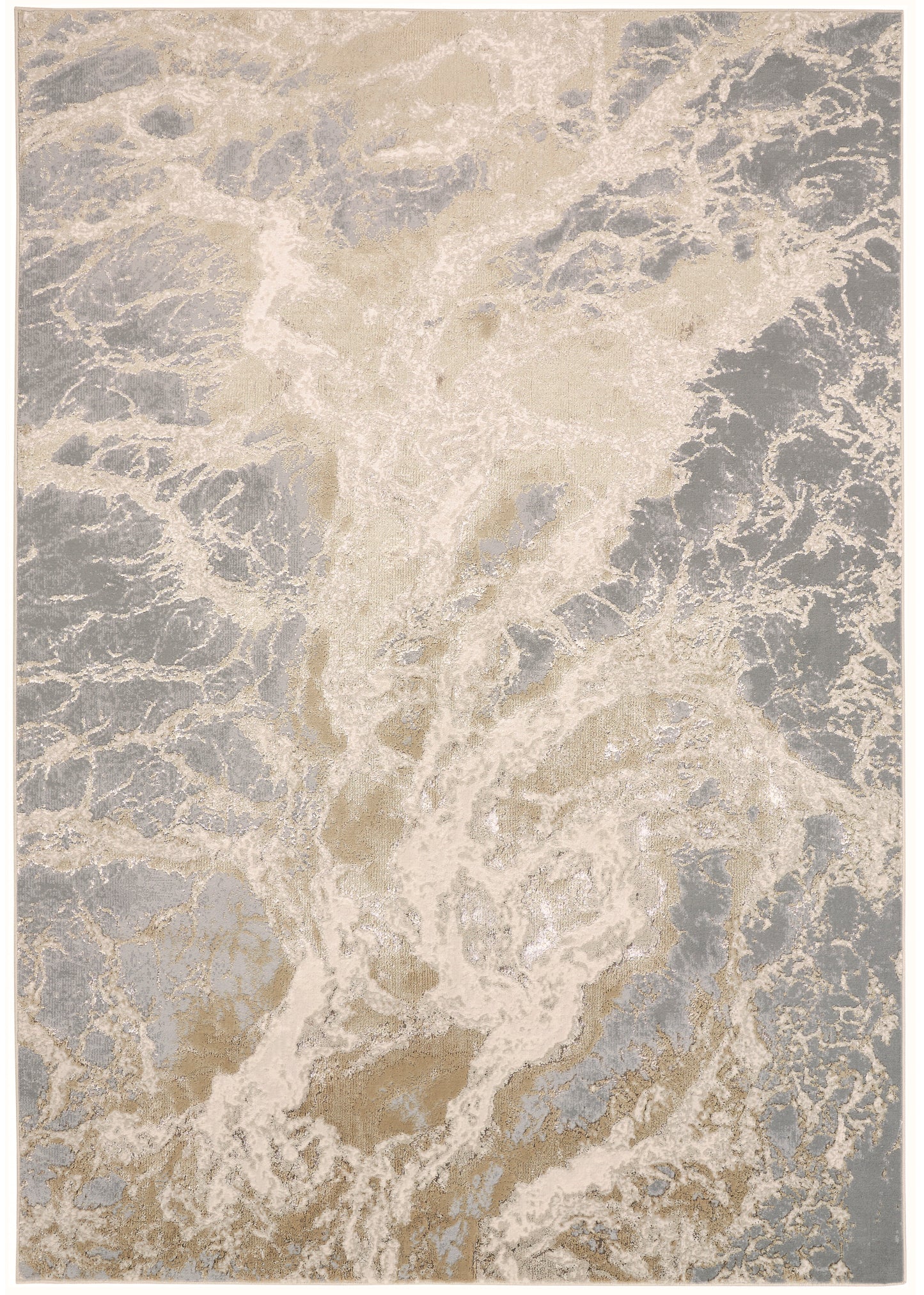 Aura Modern/Industrial/Casual Ivory/Silver/Gold Accent Rug