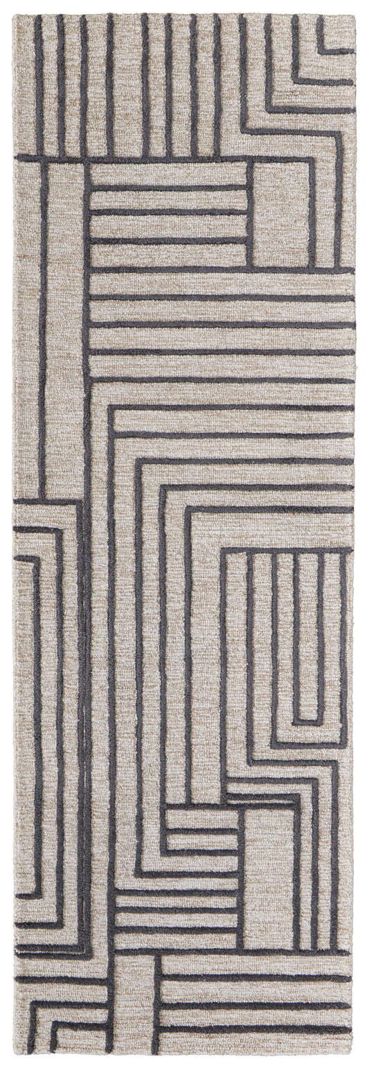 Gansett Modern/Casual Tan/Brown Runner  Feizy Rugs Small Parcel,Feizy Rugs,Gansett,Tan/Brown,2'6" x 8',Runner,Wool,Modern/Casual,India