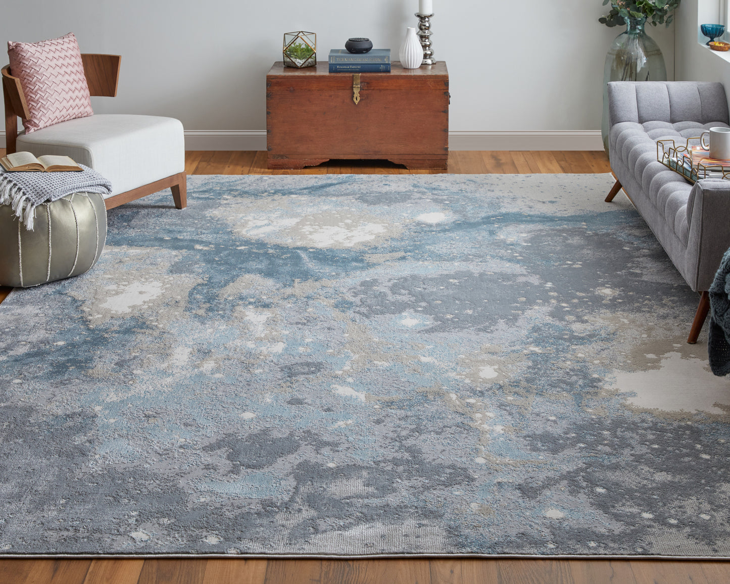 Astra Transitional/Industrial/Casual Blue/Gray Runner  Feizy Rugs Small Parcel,Feizy Rugs,Astra,Blue/Gray,2'10" x 7'10",Runner,Polyester/Polypropylene,Transitional/Industrial/Casual,Turkey