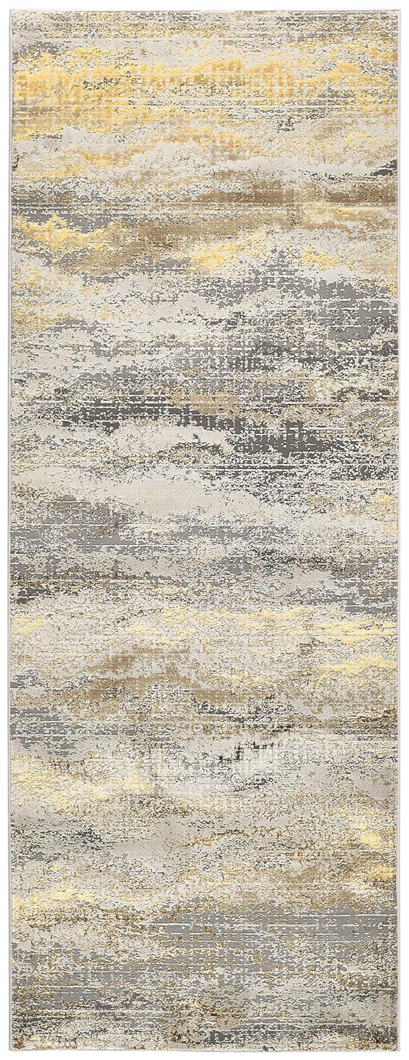 Aura Modern/Industrial Gold/Gray/Ivory Runner  Feizy Rugs Small Parcel,Feizy Rugs,Aura,Gold/Gray/Ivory,2'10" x 7'10",Runner,Polyester/Polypropylene,Modern/Industrial,Turkey