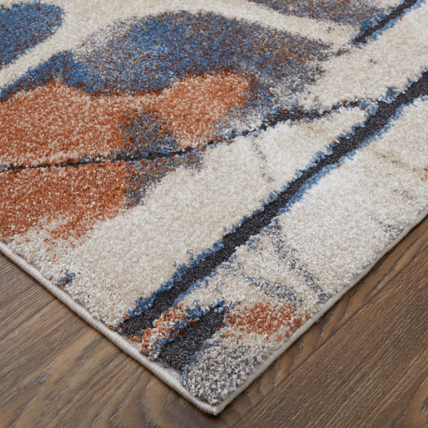 Gilmore Modern/Bohemian & Eclectic Blue/Orange/Gray Runner  Feizy Rugs Small Parcel,Feizy Rugs,Gilmore,Blue/Orange/Gray,2'6" x 8',Runner,Polypropylene,Modern/Bohemian & Eclectic,Turkey