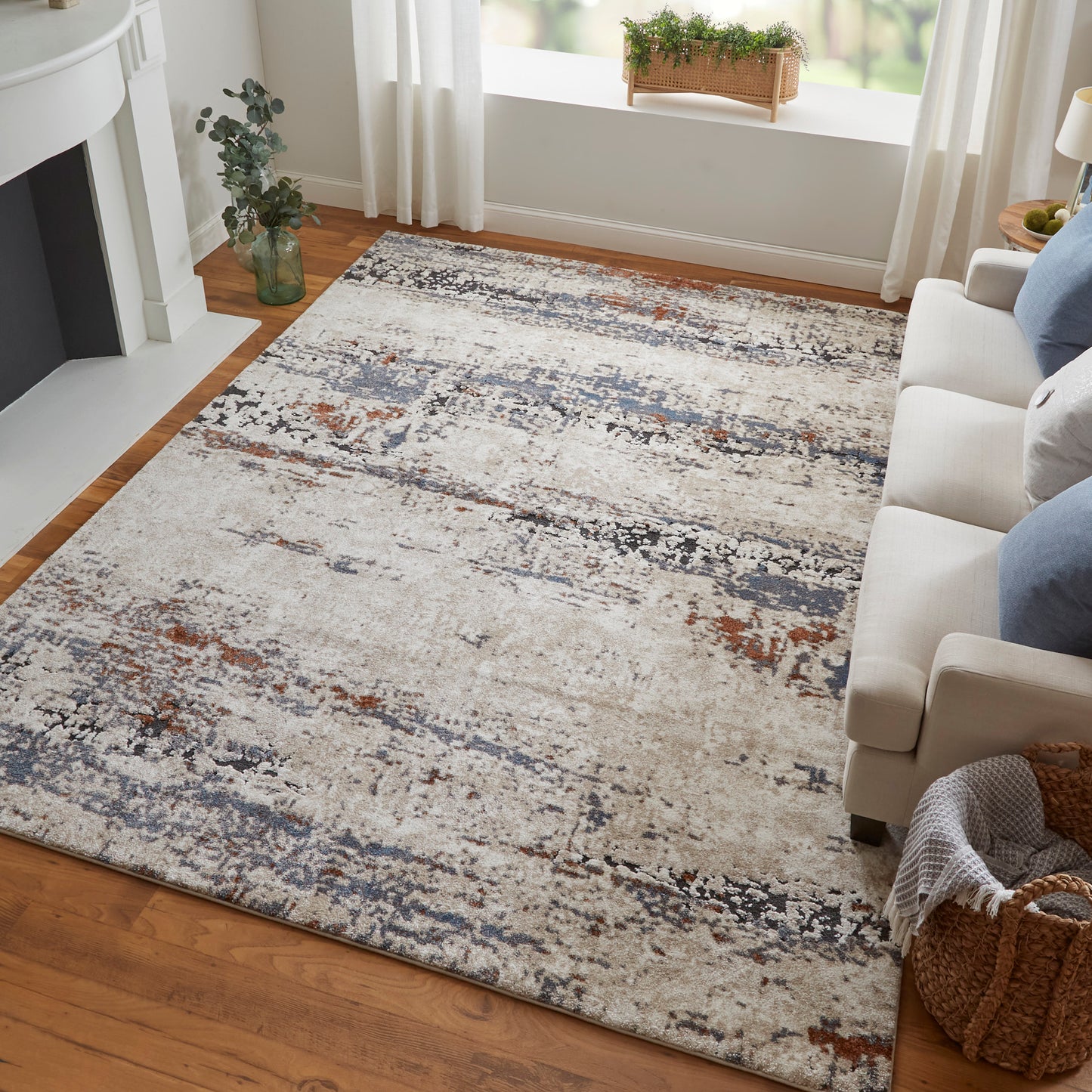 Gilmore Modern/Bohemian & Eclectic/Casual Ivory/Blue/Gray Accent Rug  Feizy Rugs Small Parcel,Feizy Rugs,Gilmore,Ivory/Blue/Gray,2' x 3',Accent Rug,Polypropylene,Modern/Bohemian & Eclectic/Casual,Turkey