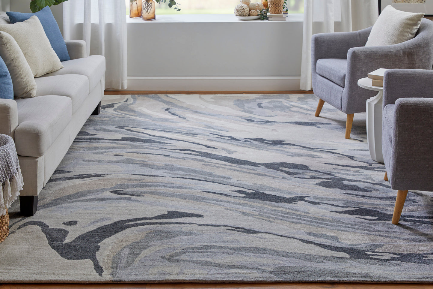 Dryden Transitional/Industrial/Casual Blue/Gray/Taupe Accent Rug  Feizy Rugs Small Parcel,Feizy Rugs,Dryden,Blue/Gray/Taupe,3'6" x 5'6",Accent Rug,Viscose/Wool,Transitional/Industrial/Casual,India