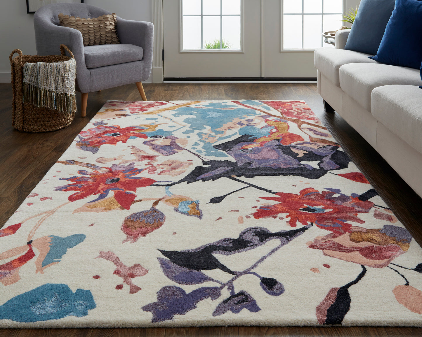 Dafney Transitional/Shabby Chic/Casual Red/Blue/Purple Accent Rug