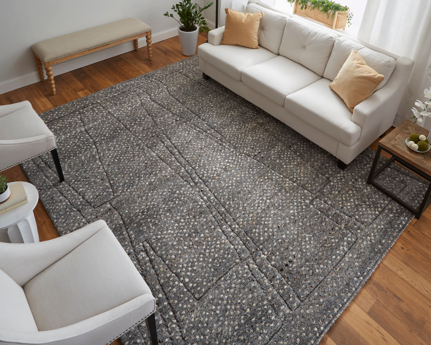 Dering Modern/Casual Gray/Tan/Taupe Round Rug  Feizy Rugs Small Parcel,Feizy Rugs,Dering,Gray/Tan/Taupe,8' x 8' Round,Round Rug,Wool,Modern/Casual,India