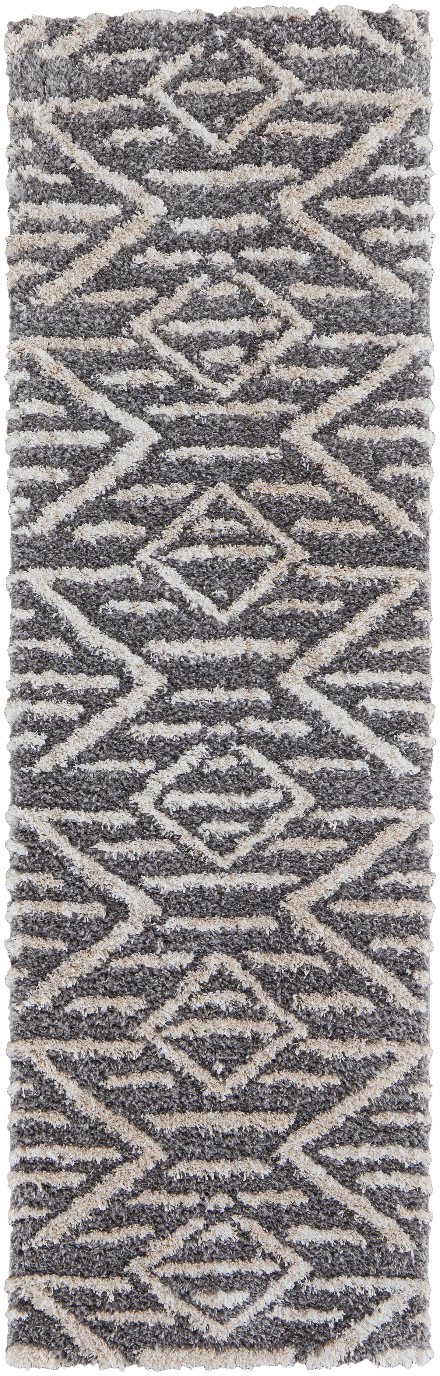 Mynka Transitional/Bohemian & Eclectic/Farmhouse Gray/Ivory Runner  Feizy Rugs Small Parcel,Feizy Rugs,Mynka,Gray/Ivory,2'6" x 8',Runner,Polyester,Transitional/Bohemian & Eclectic/Farmhouse,Turkey