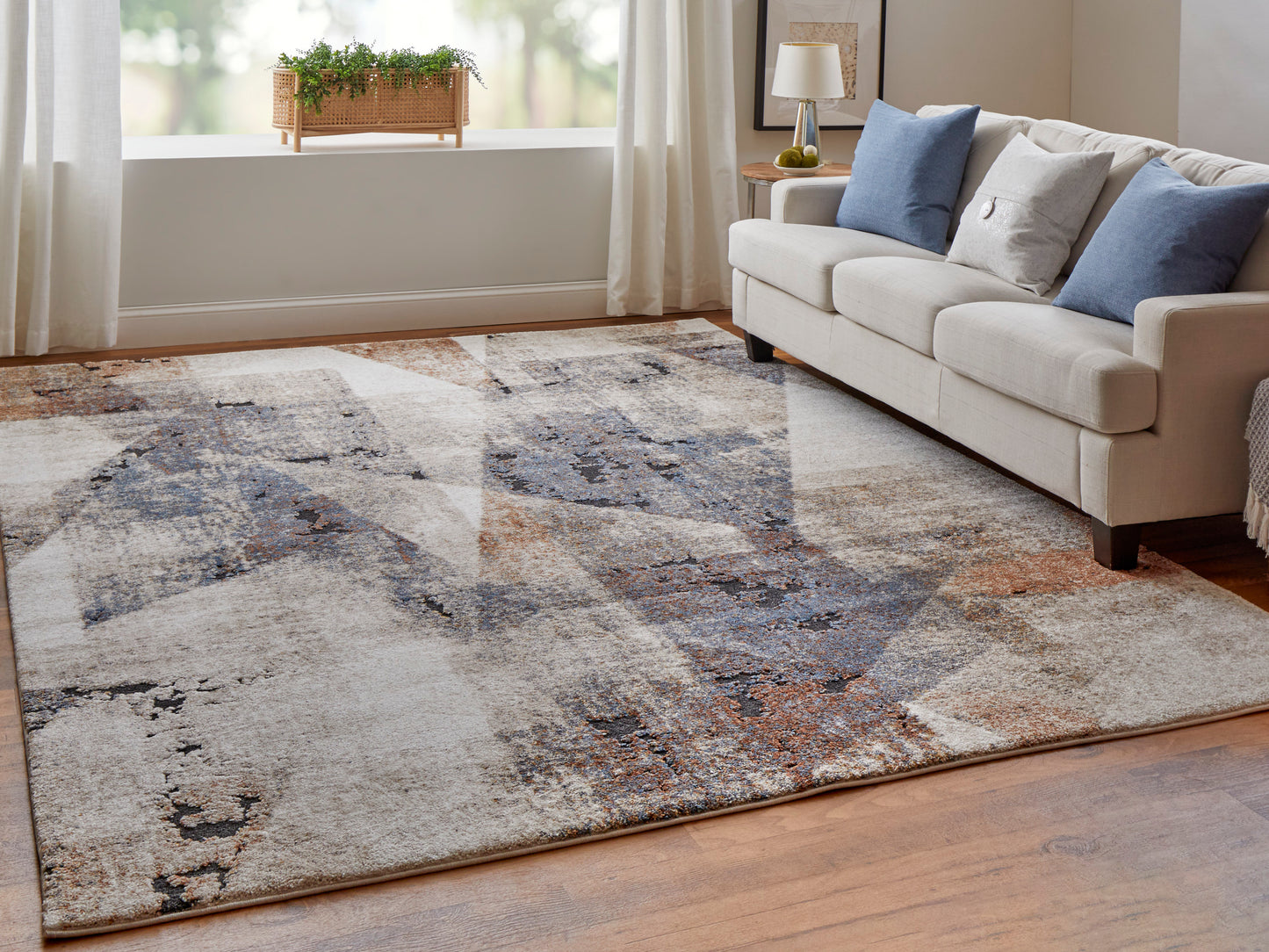 Gilmore Modern/Bohemian & Eclectic/Casual Blue/Ivory/Taupe Runner  Feizy Rugs Small Parcel,Feizy Rugs,Gilmore,Blue/Ivory/Taupe,2'6" x 8',Runner,Polypropylene,Modern/Bohemian & Eclectic/Casual,Turkey