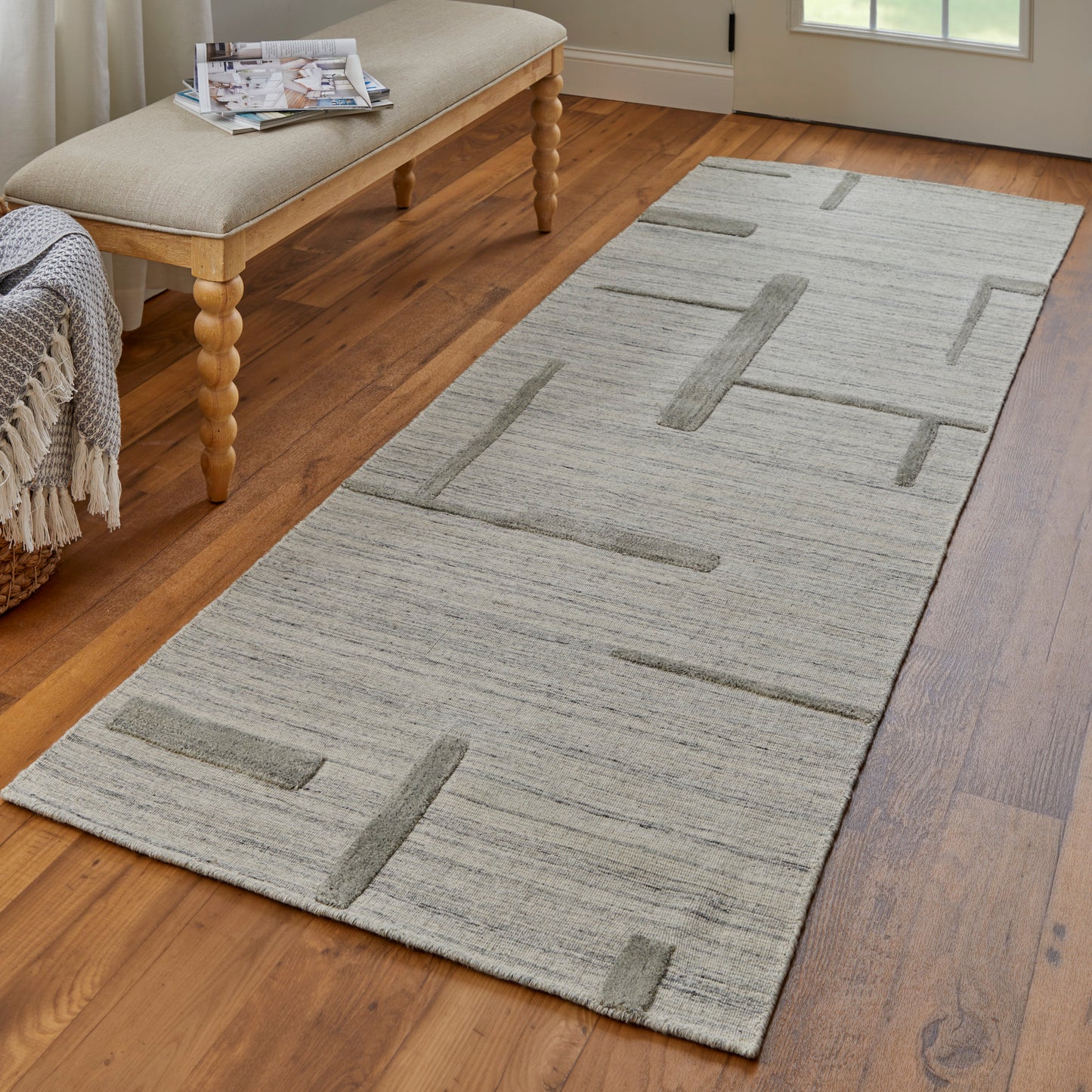 Longridge Modern/Casual/Scandinavian Ivory/Tan Runner  Feizy Rugs Small Parcel,Feizy Rugs,Longridge,Ivory/Tan,2'9" x 8',Runner,Viscose/Wool,Modern/Casual/Scandinavian,India