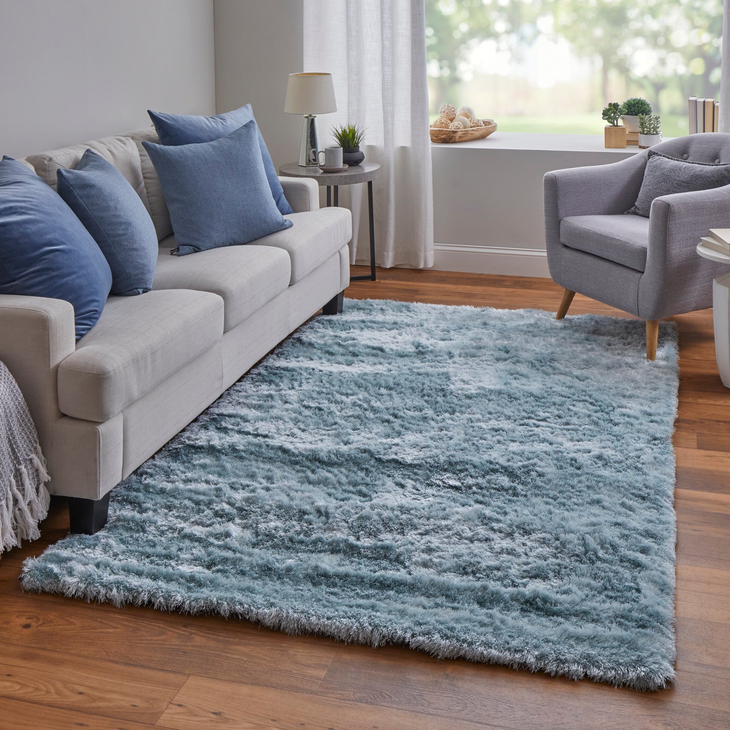 Indochine Modern/Luxury & Glam/Casual Blue/Silver Runner  Feizy Rugs Small Parcel,Feizy Rugs,Indochine,Blue/Silver,2'6" x 6',Runner,Polyester,Modern/Luxury & Glam/Casual,China