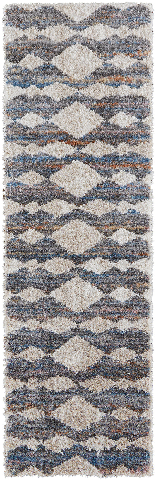 Mynka Transitional/Bohemian & Eclectic/Casual Tan/Ivory/Blue Runner  Feizy Rugs Small Parcel,Feizy Rugs,Mynka,Tan/Ivory/Blue,2'6" x 8',Runner,Polyester,Transitional/Bohemian & Eclectic/Casual,Turkey